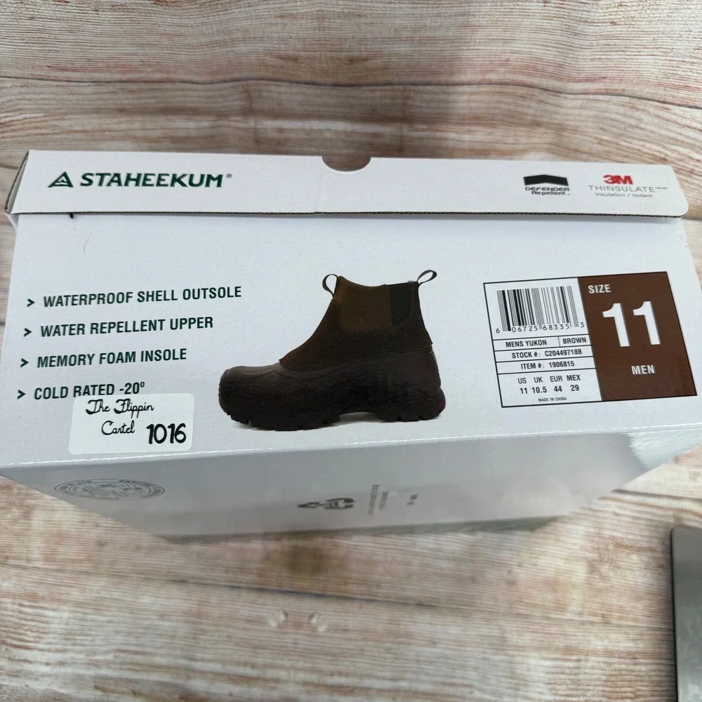 Staheekum Yukon Mens Brown Waterproof Insulated Winter Snow Boots Size‎ 11